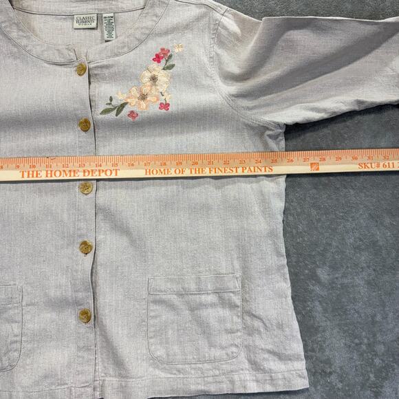 Classic Elements Womens Button Up Top Jacket Linen Blend Embroidered 20-22W - Picture 5 of 7